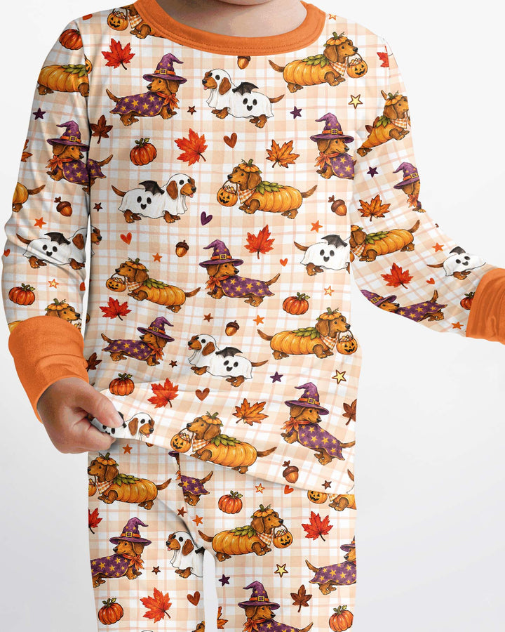 Spooky Dachshund Bamboo Two Piece Long Sleeve Pajama Set