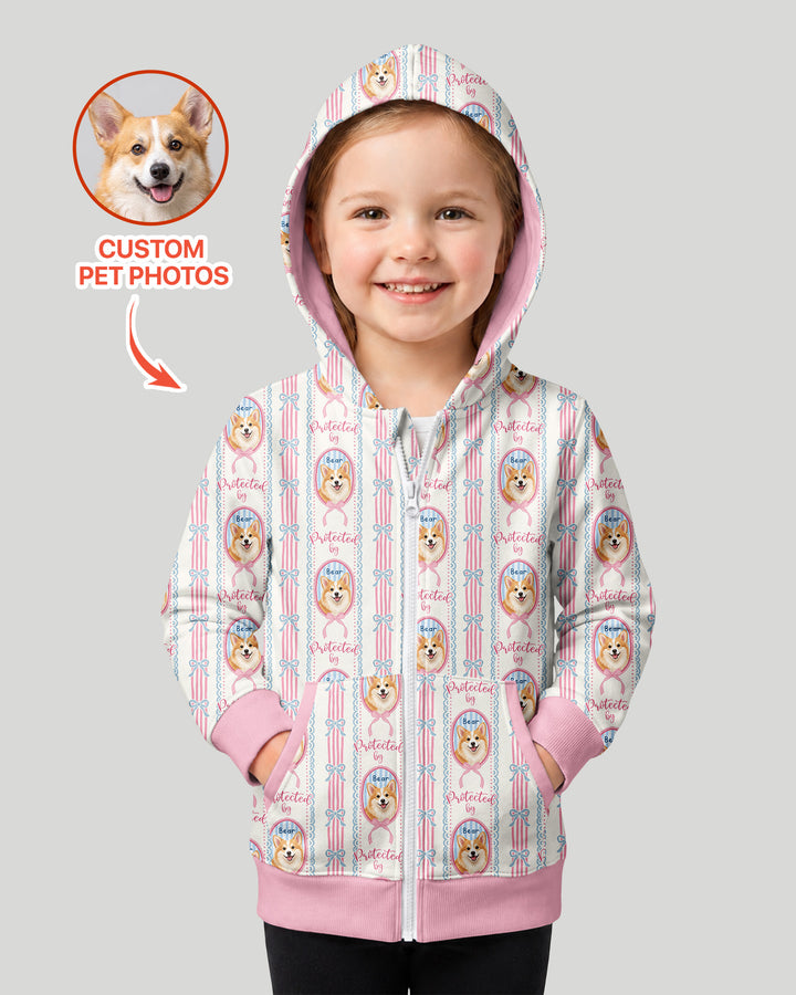 Custom Coquette Pet Photo Little Protector Bamboo Zip Hoodie