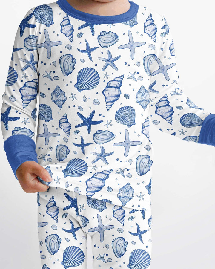 Coastal Charm Family Matching Bamboo Two Piece Long Sleeve Pajama Set