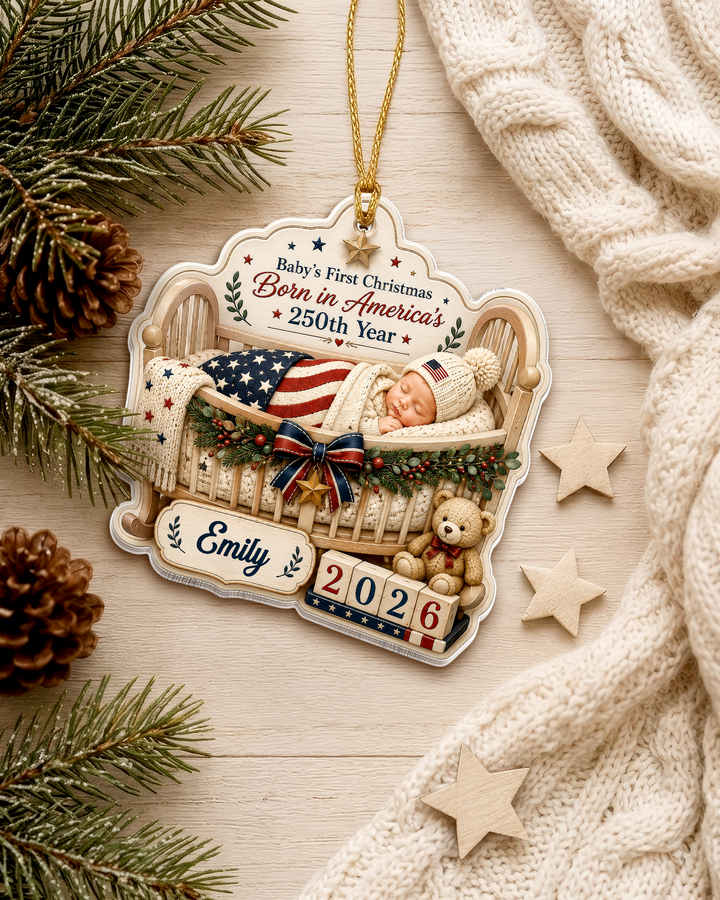 First Christmas 250th Personalized 1-Side Photo Acrylic Ornament