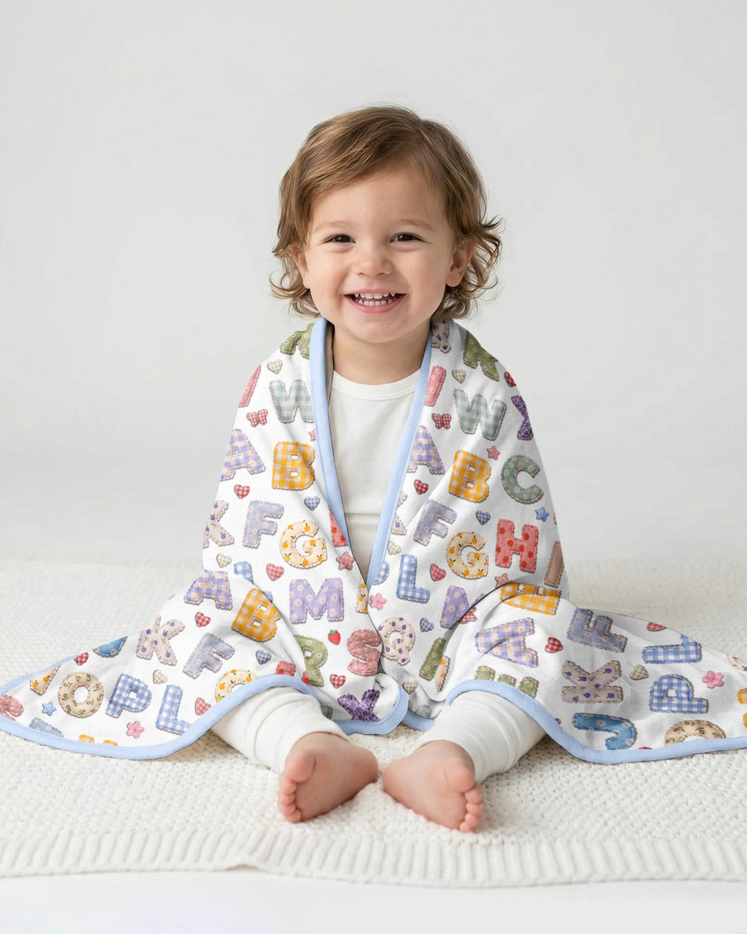 Fabric Alphabet Letters Bamboo Blanket