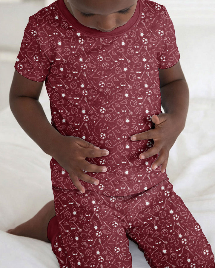 Doodle Sports Bamboo Two Piece Short Sleeve Pajama Set