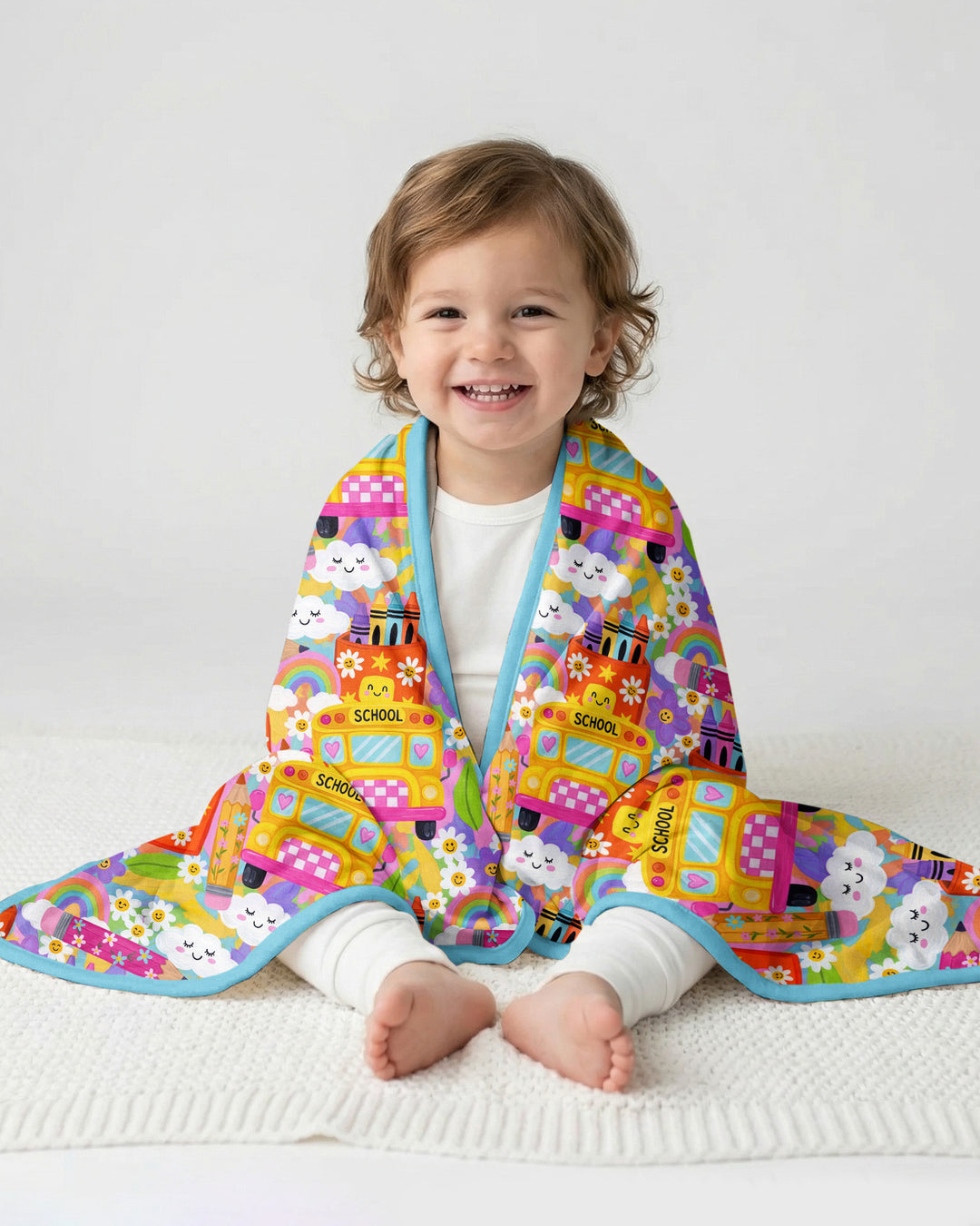 Retro Happy Classroom Bamboo Blanket