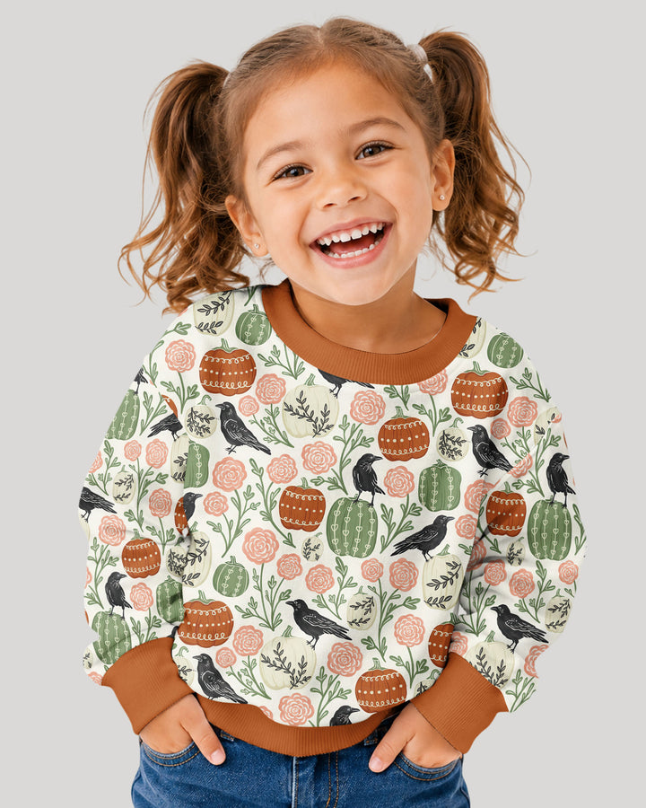 Country Crows with Mums and Pumpkins Bamboo Crewneck Sweatshirt