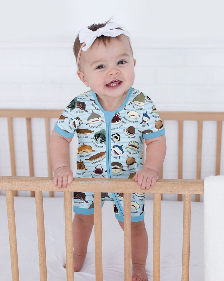 Shark Faces Bamboo Shorty Zippy