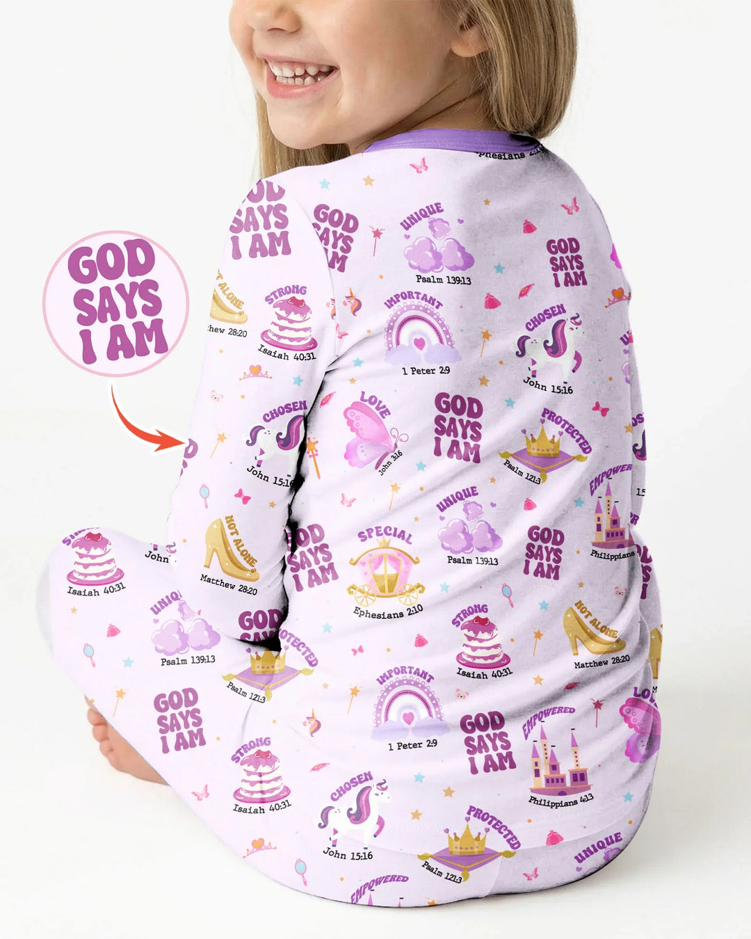 God Says I Am Girl Bamboo Two Piece Long Sleeve Pajama Set