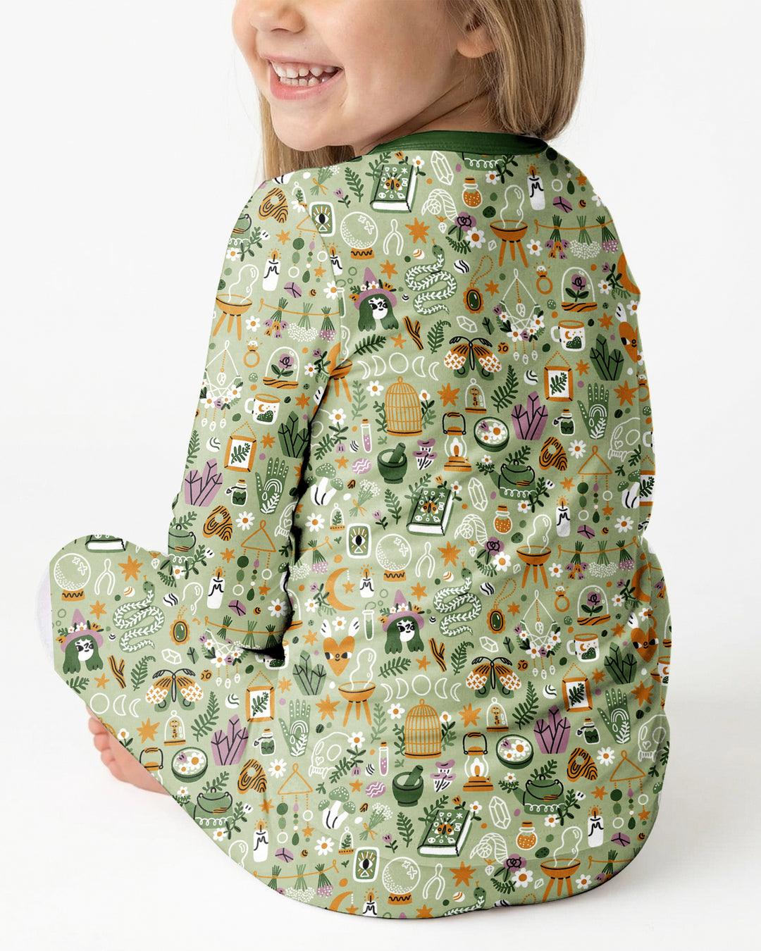 Boho Witchy Celestial Magic Floral Bamboo Two Piece Long Sleeve Pajama Set