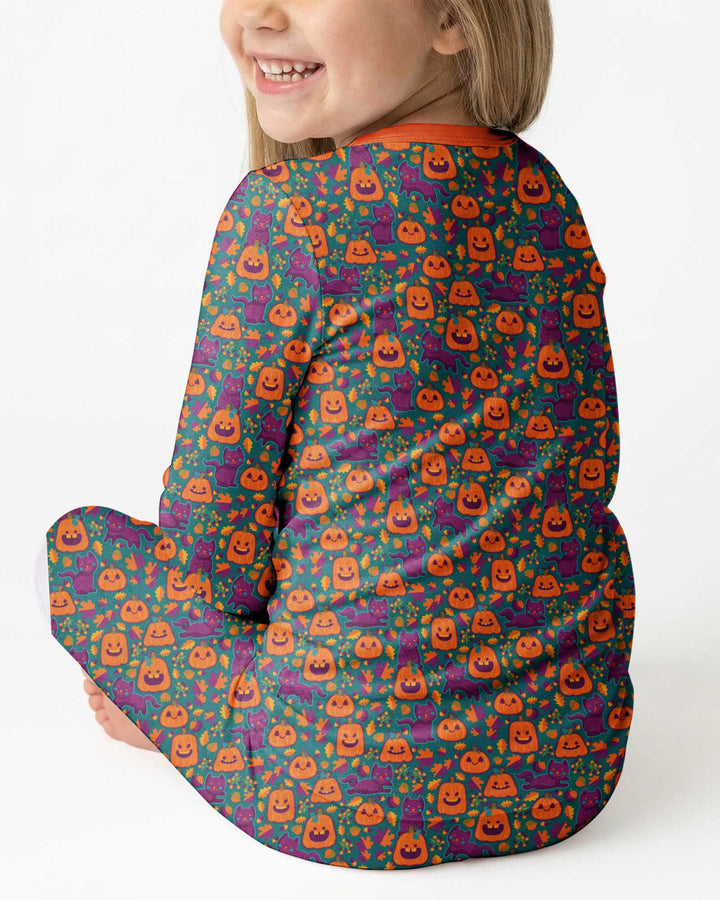 Cats and Pumpkins Bamboo Two Piece Long Sleeve Pajama Set