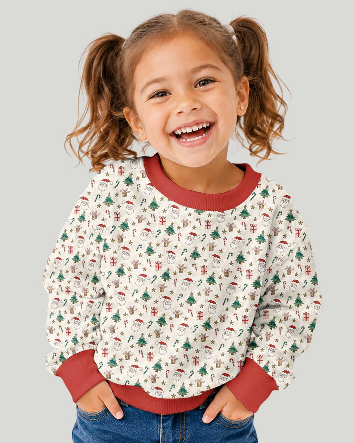 Vintage Santa Christmas Doodles Bamboo Crewneck Sweatshirt