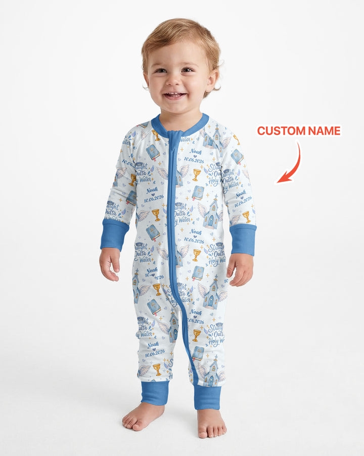 Custom Name Baptism Christening Straight Outta Holy Water Bamboo Convertible Zippy