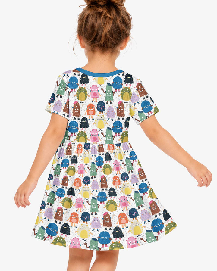 (Not So) Scary Monsters Bamboo Twirl Dress