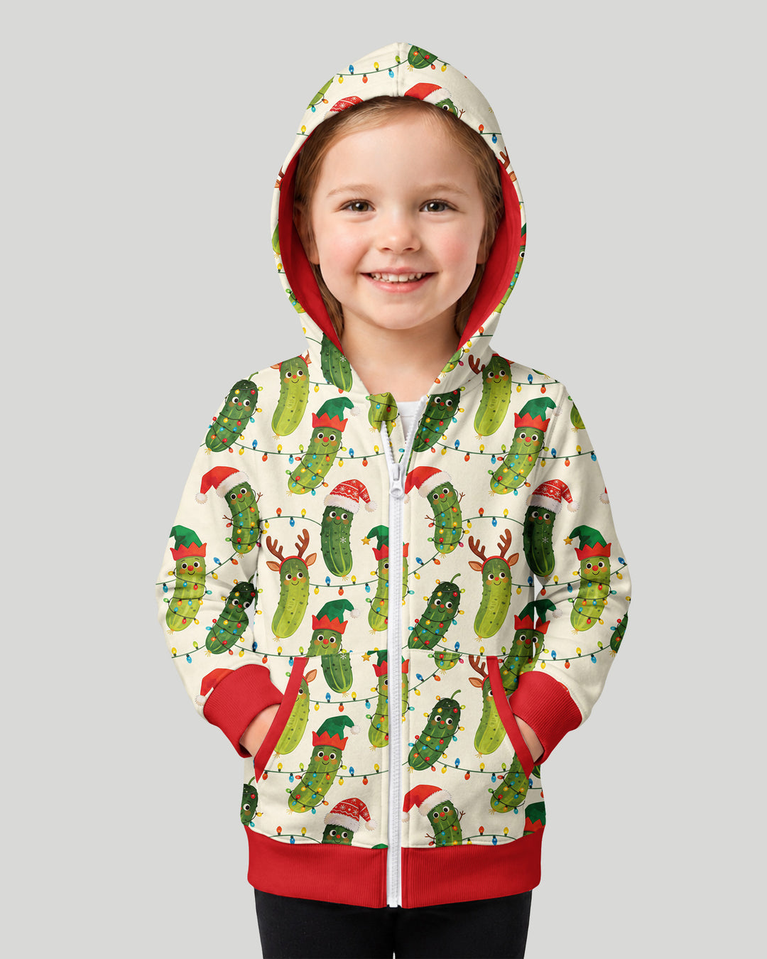 Cheerful Christmas Pickle Bamboo Zip Hoodie