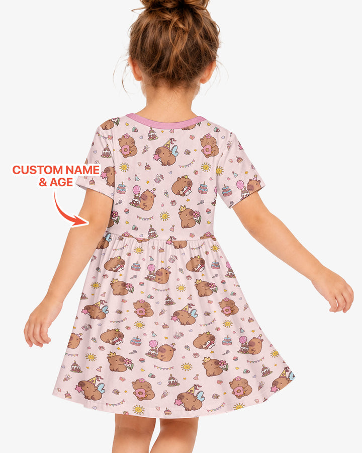 Personalized Capy Birthday Girl Bamboo Twirl Dress