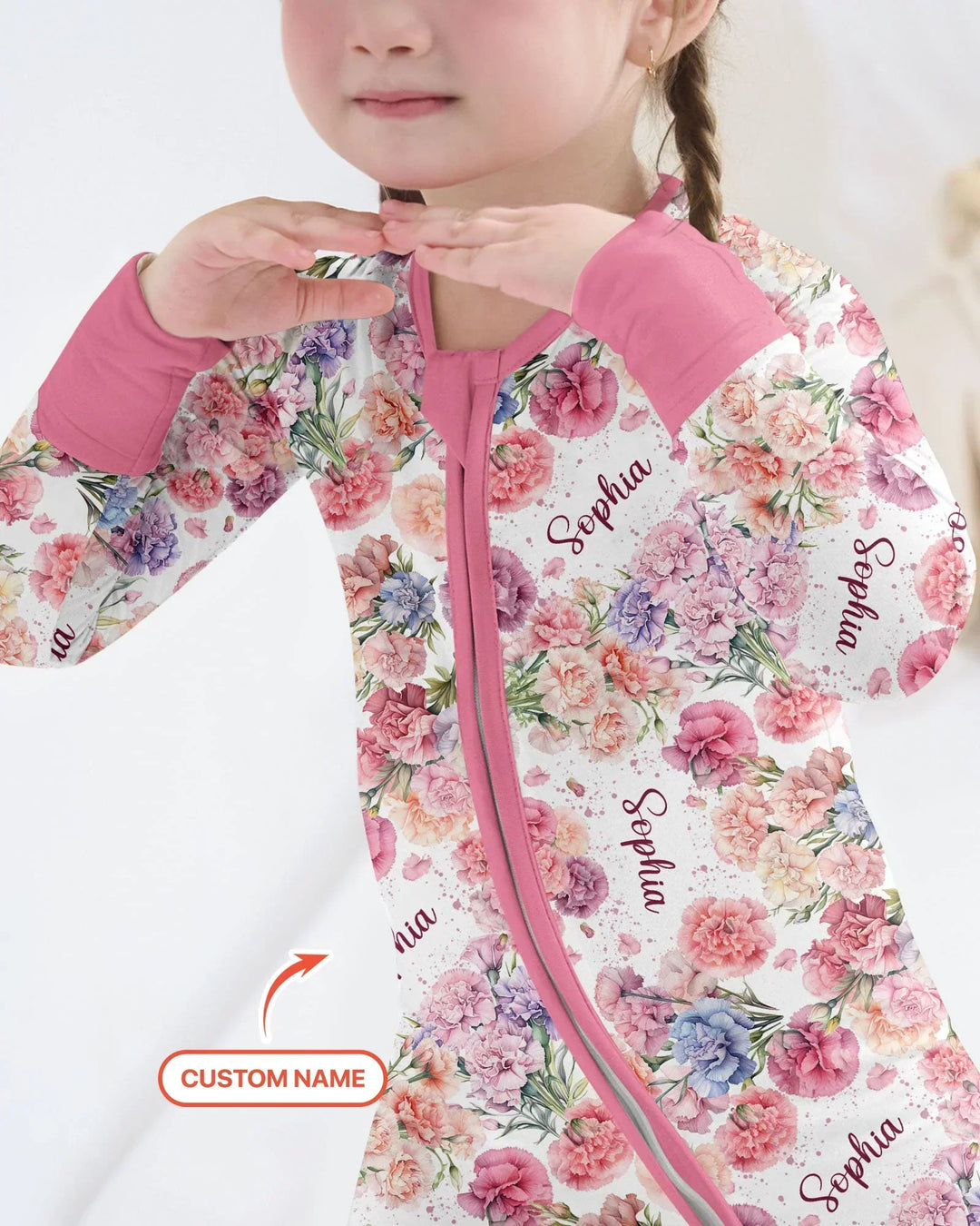 Custom Name Birth Month Flowers Bamboo Convertible Zippy