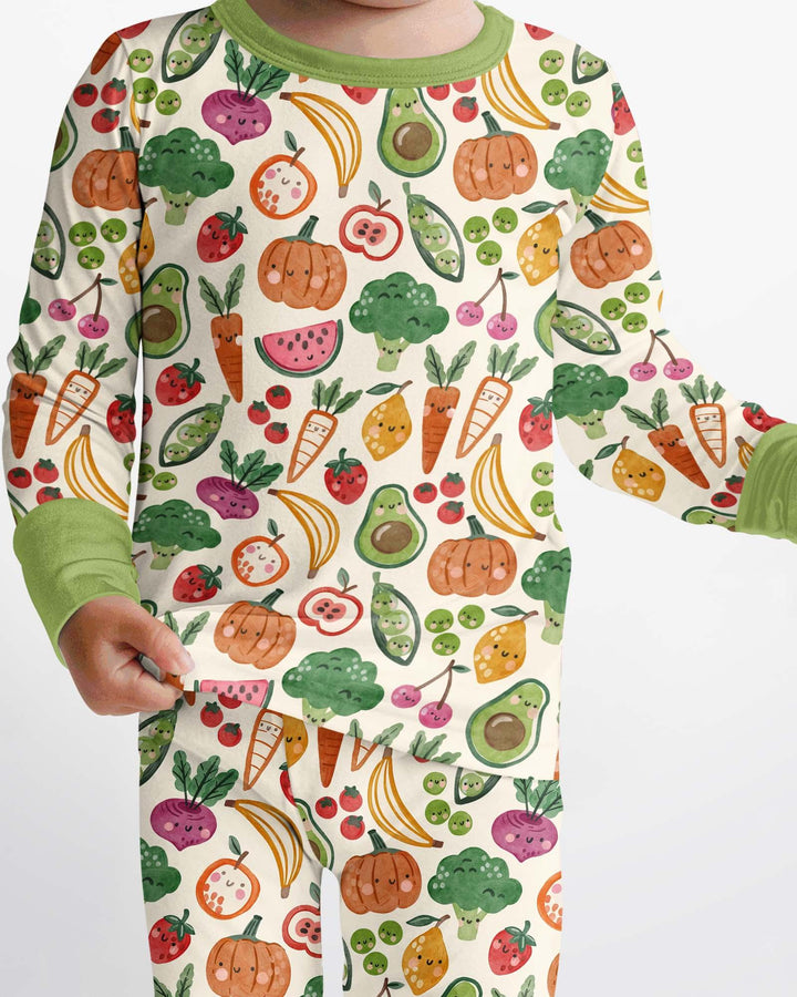 Veggie Friends Family Matching Bamboo Two Piece Long Sleeve Pajama Set
