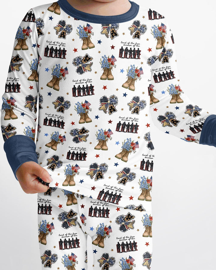 Honor the Brave Family Matching Bamboo Two Piece Long Sleeve Pajama Set