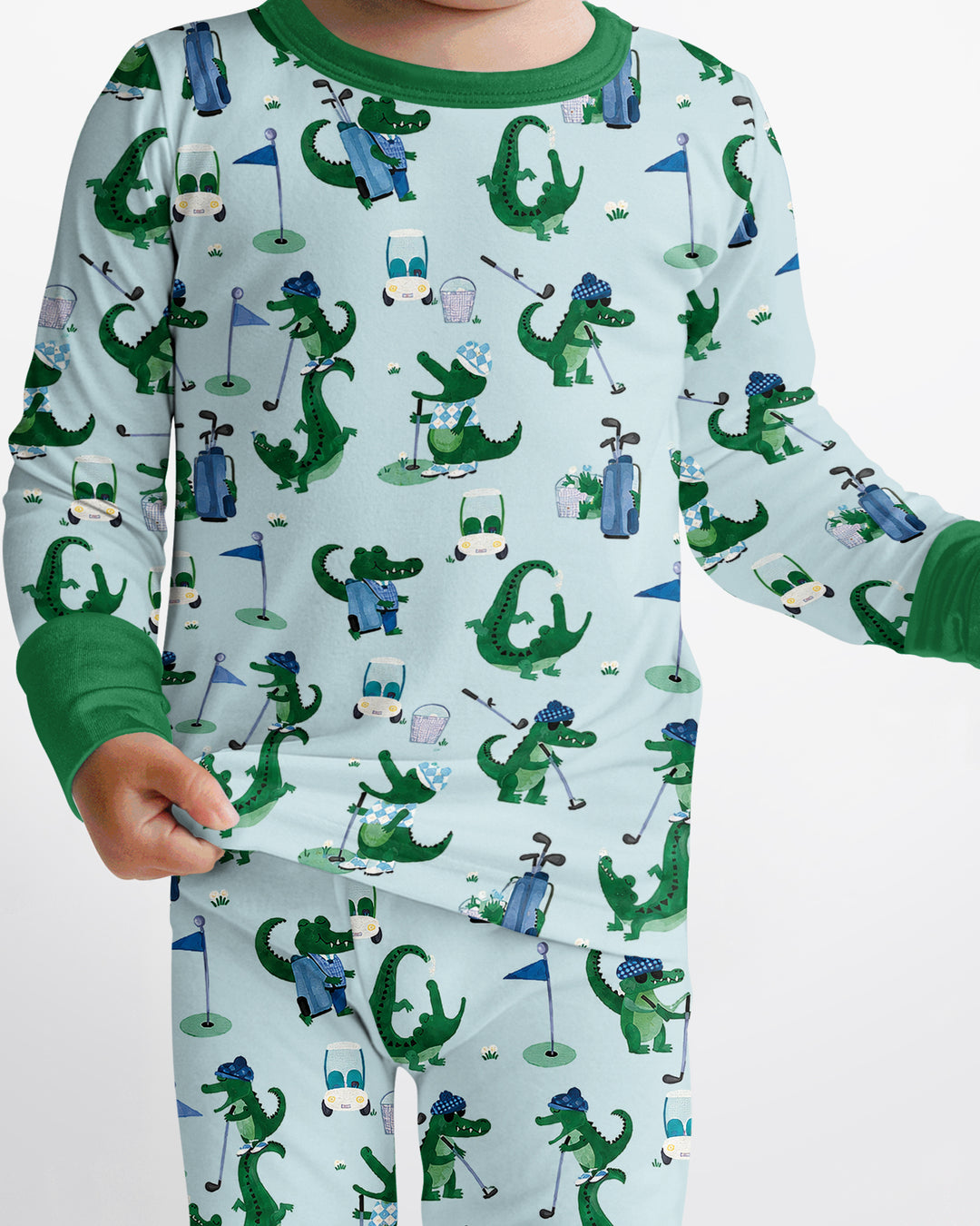 Golfing Gators Bamboo Two Piece Long Sleeve Pajama Set