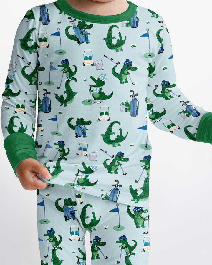 Golfing Gators Bamboo Two Piece Long Sleeve Pajama Set