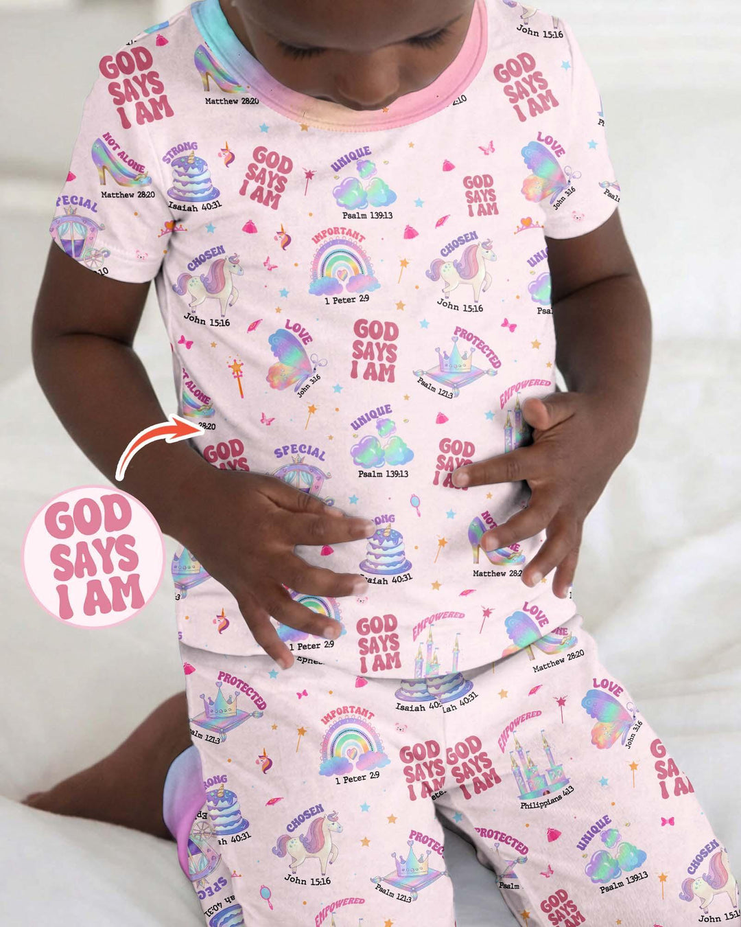 God Says I Am Girl Bamboo Two Piece Short Sleeve Pajama Set