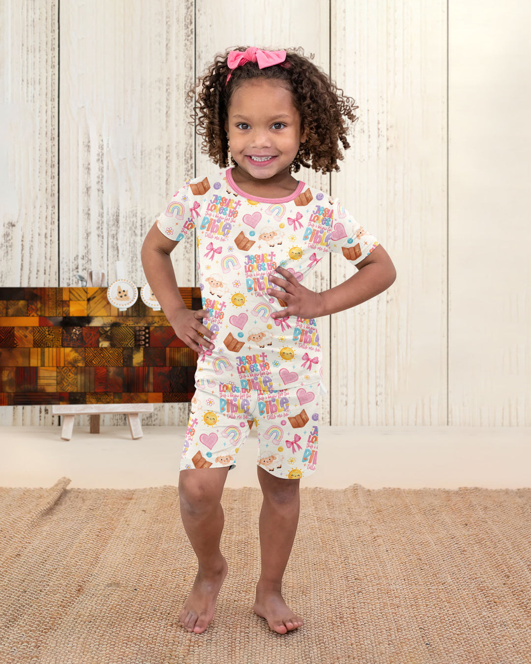 Jesus Loves Me This I Know Bamboo Two Piece Short Sleeve Shorts Pajama Set