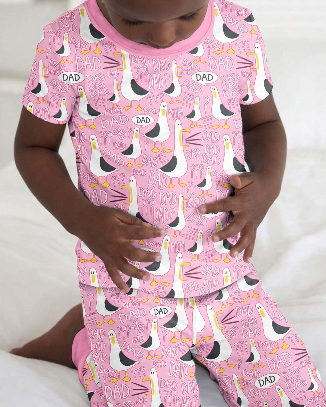 Funny Seagull DAD Bamboo Two Piece Short Sleeve Pajama Set