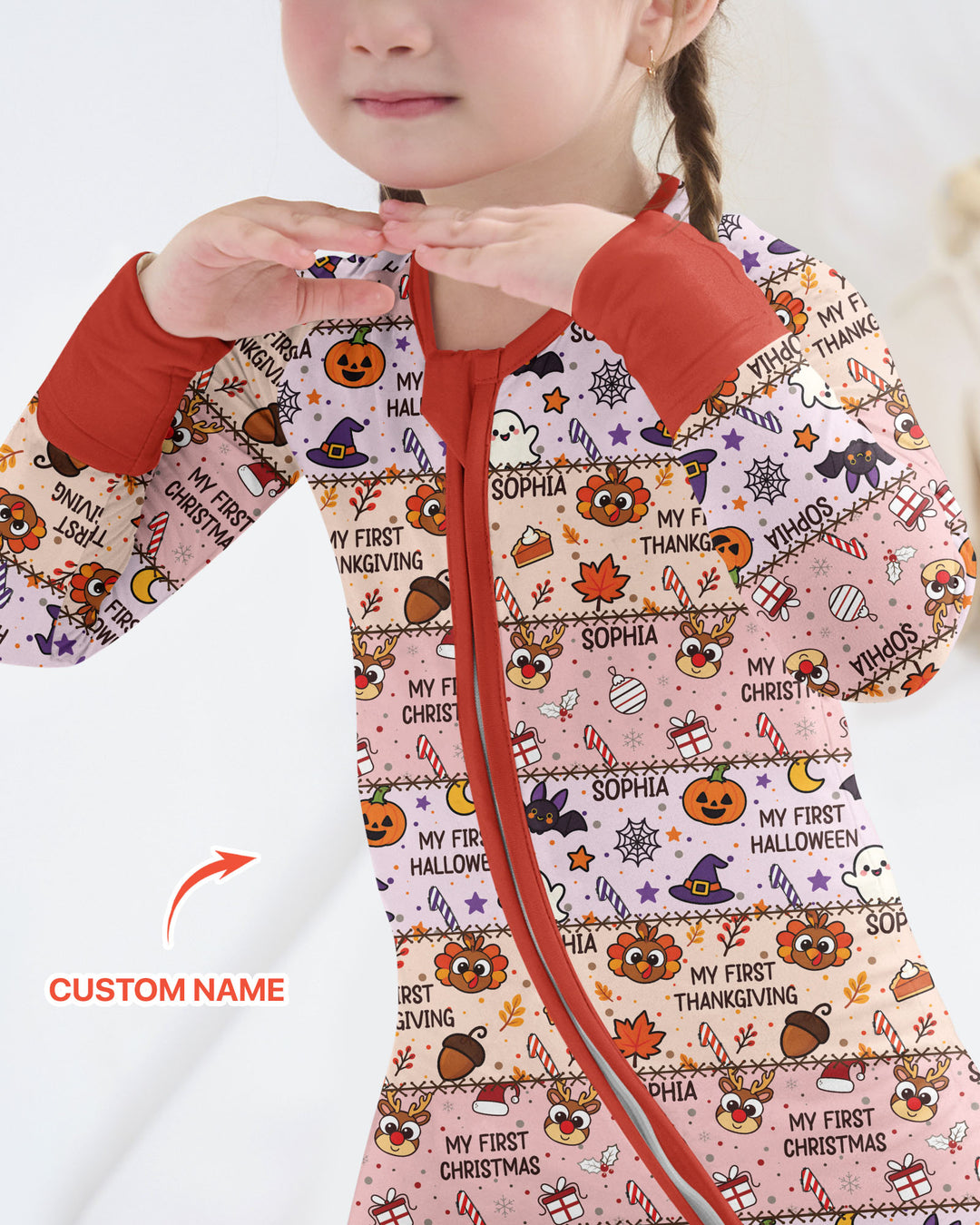 Custom Name My First Hallothanksmas Bamboo Convertible Zippy