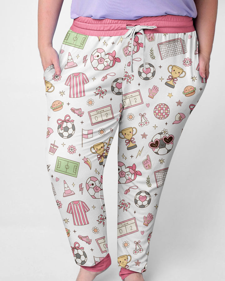 Pink Girly Soccer Coquette Bamboo Women Pajama Set