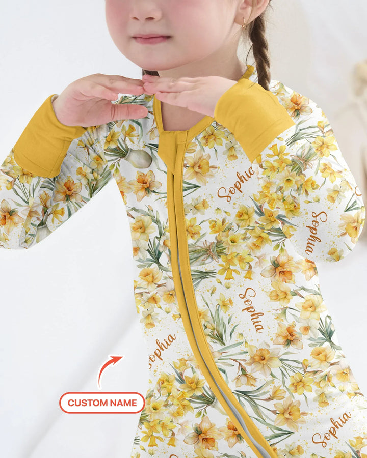 Custom Name Birth Month Flowers Bamboo Convertible Zippy