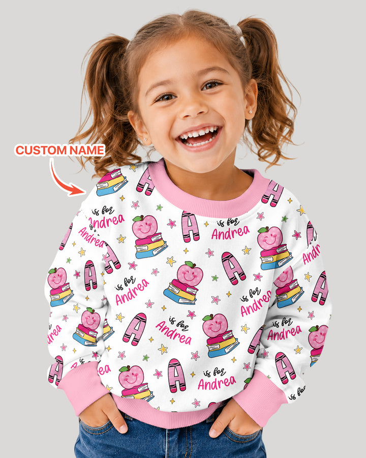 Custom Name Crayon Alphabet Bamboo Crewneck Sweatshirt