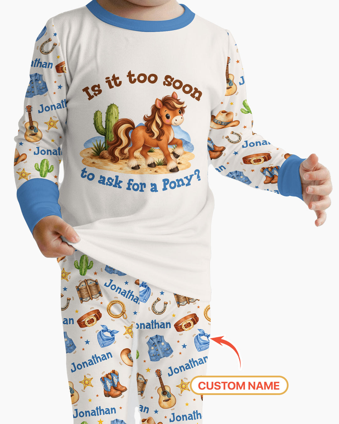 Is It Too Soon To Ask For A Pony Custom Name Bamboo Two Piece Long Sleeve Pajama Set