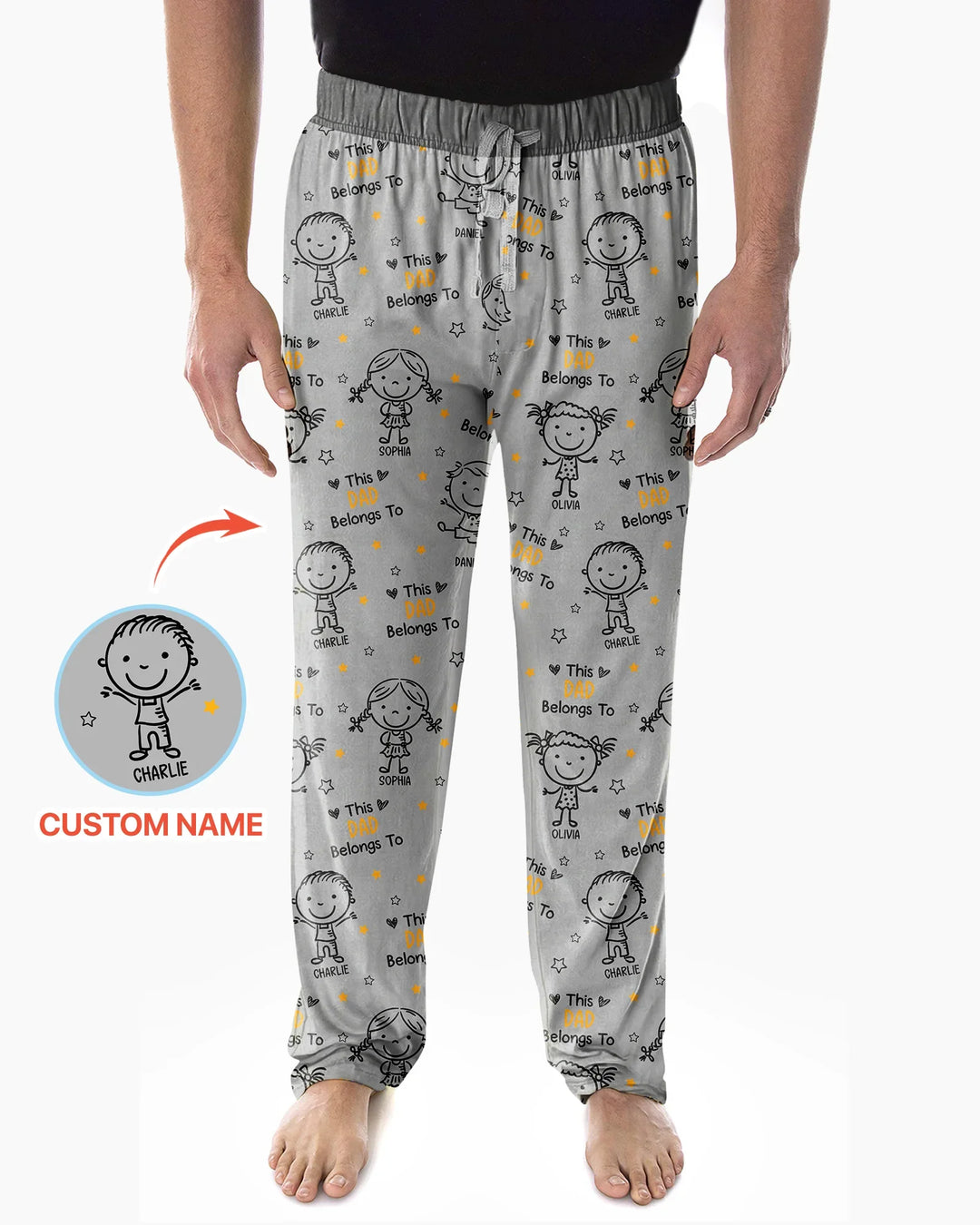 Custom Name This Dad Belongs To Doodle Bamboo Men's Pajama Set