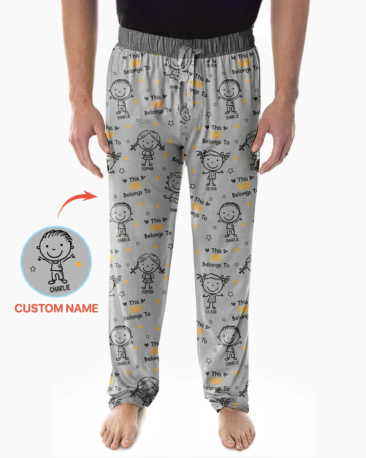 Custom Name This Dad Belongs To Doodle Bamboo Men's Pajama Set