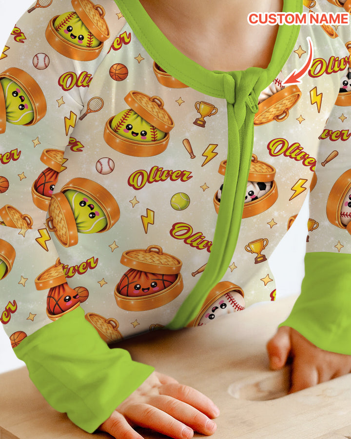Custom Name Sports Dumpling Bamboo Convertible Zippy