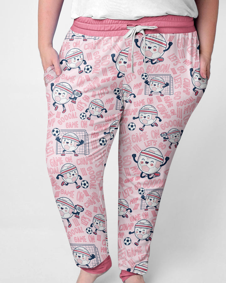 Happy Soccer Ball Family MatchingBamboo Women Pajama Set
