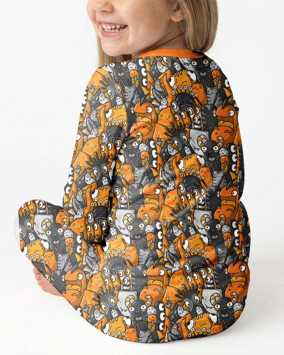 Colorful Doodle Monster Friends Bamboo Two Piece Long Sleeve Pajama Set