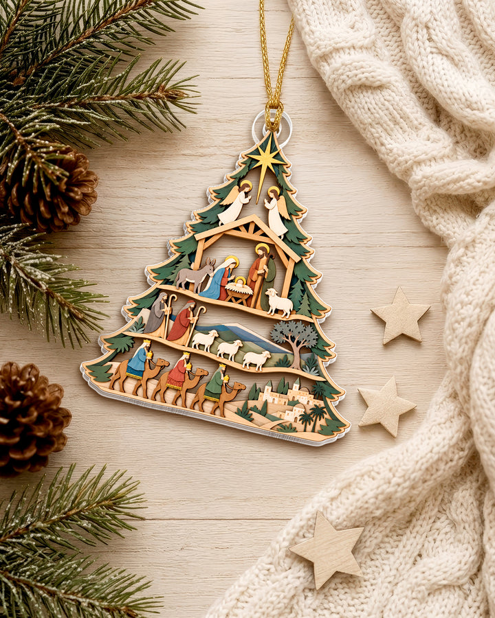 Nativity Scene Tree Acrylic Ornament