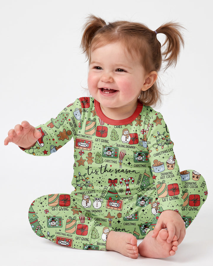 Christmas lights Bamboo Two Piece Long Sleeve Pajama Set