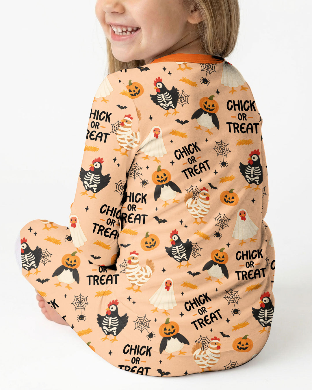 Halloween Chick Or Treat Bamboo Two Piece Long Sleeve Pajama Set