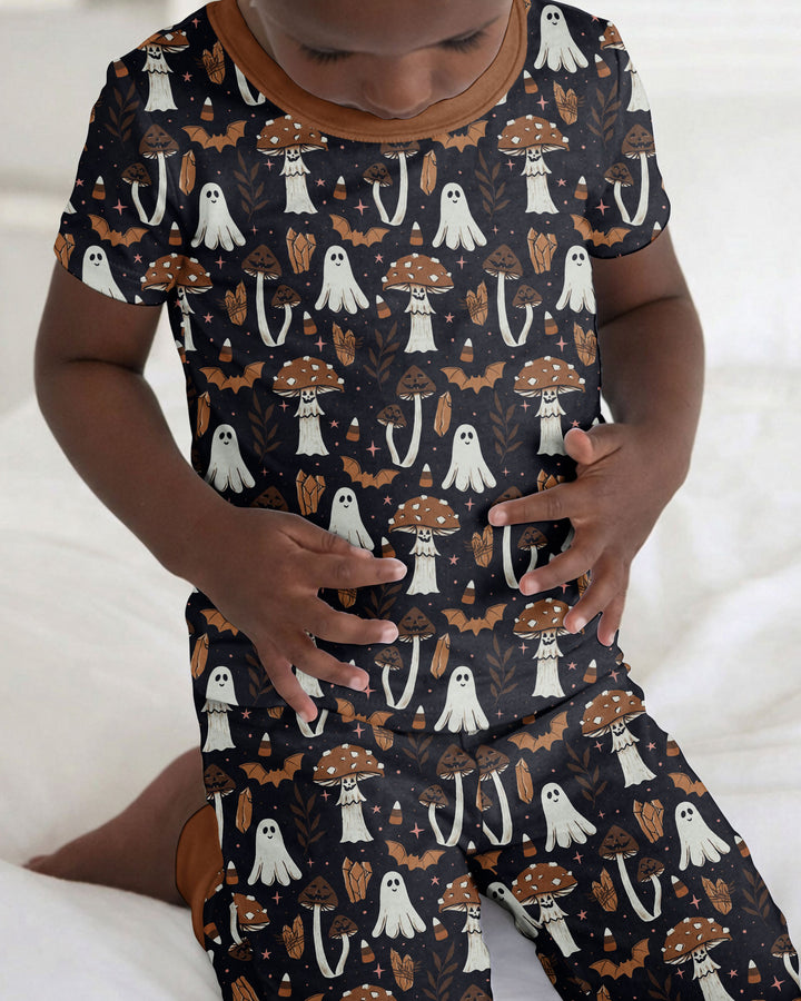 Retro Halloween Whimsy Bamboo Two Piece Short Sleeve Pajama Set