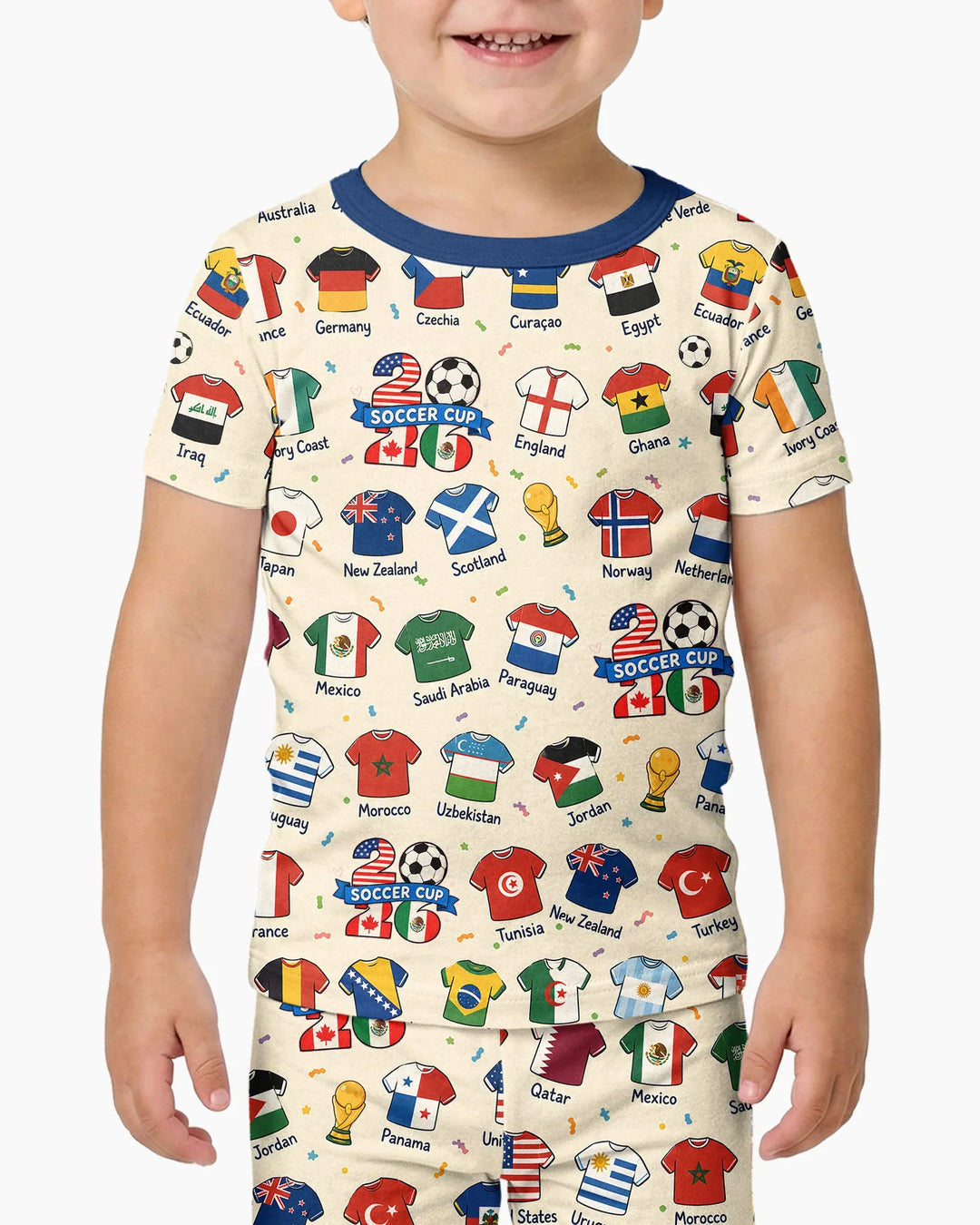 2026 Soccer World Jersey Flag Bamboo Two Piece Short Sleeve Pajama Set