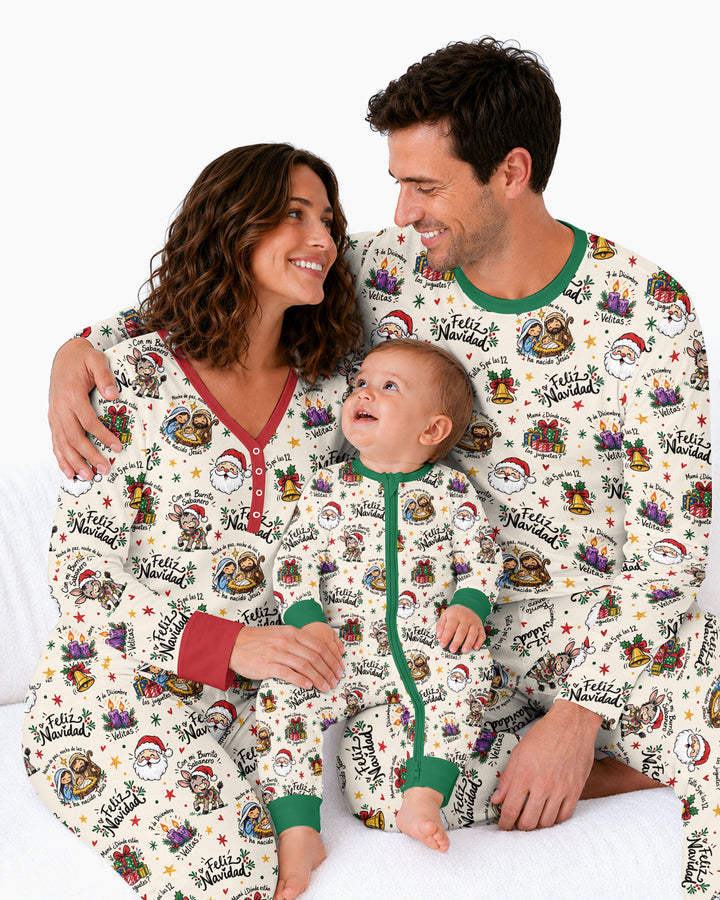 Whimsical Feliz Navidad Christmas Bamboo Women Pajama Set