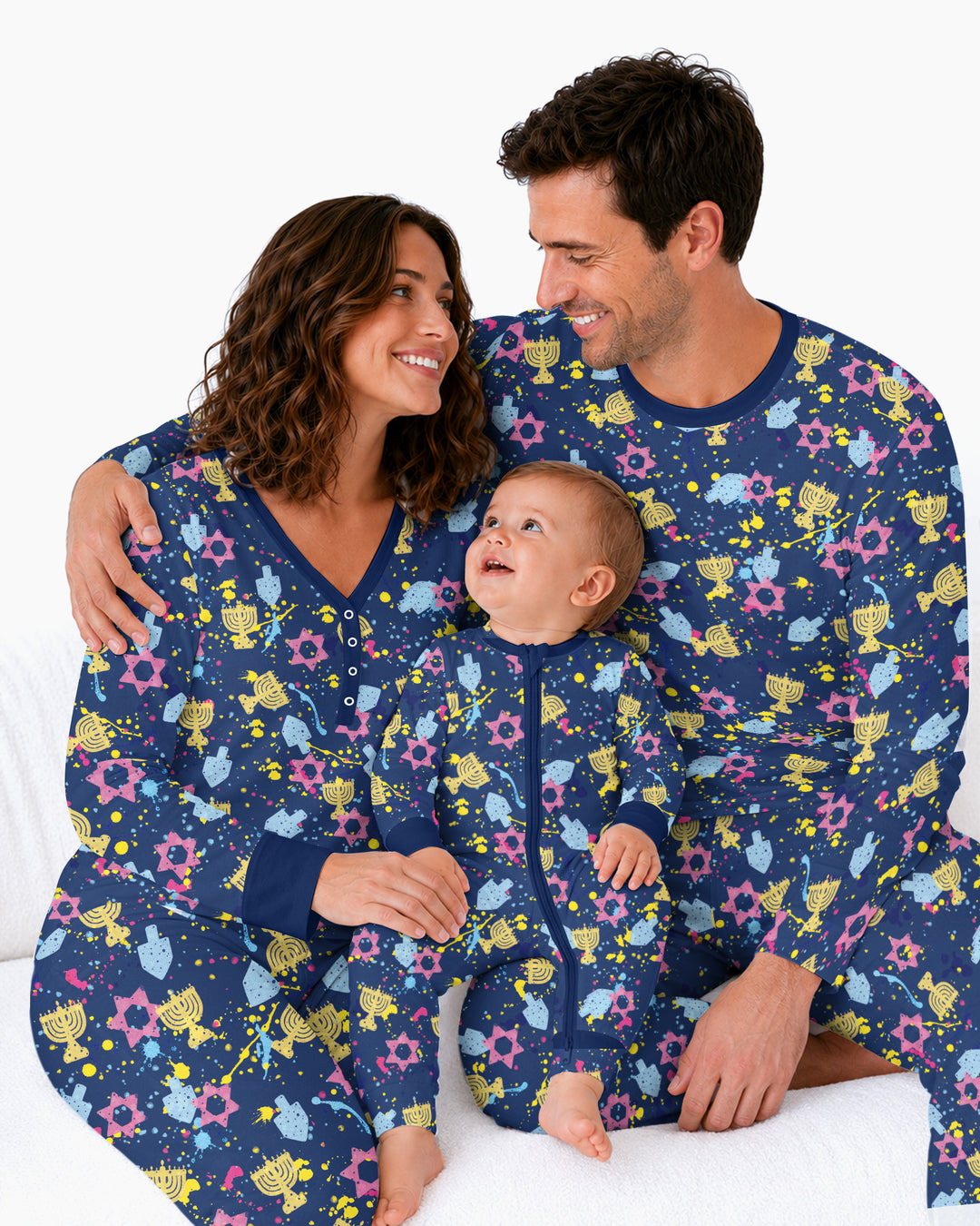 Hanukkah Family Splatter Paint  Bamboo Women Pajama Set