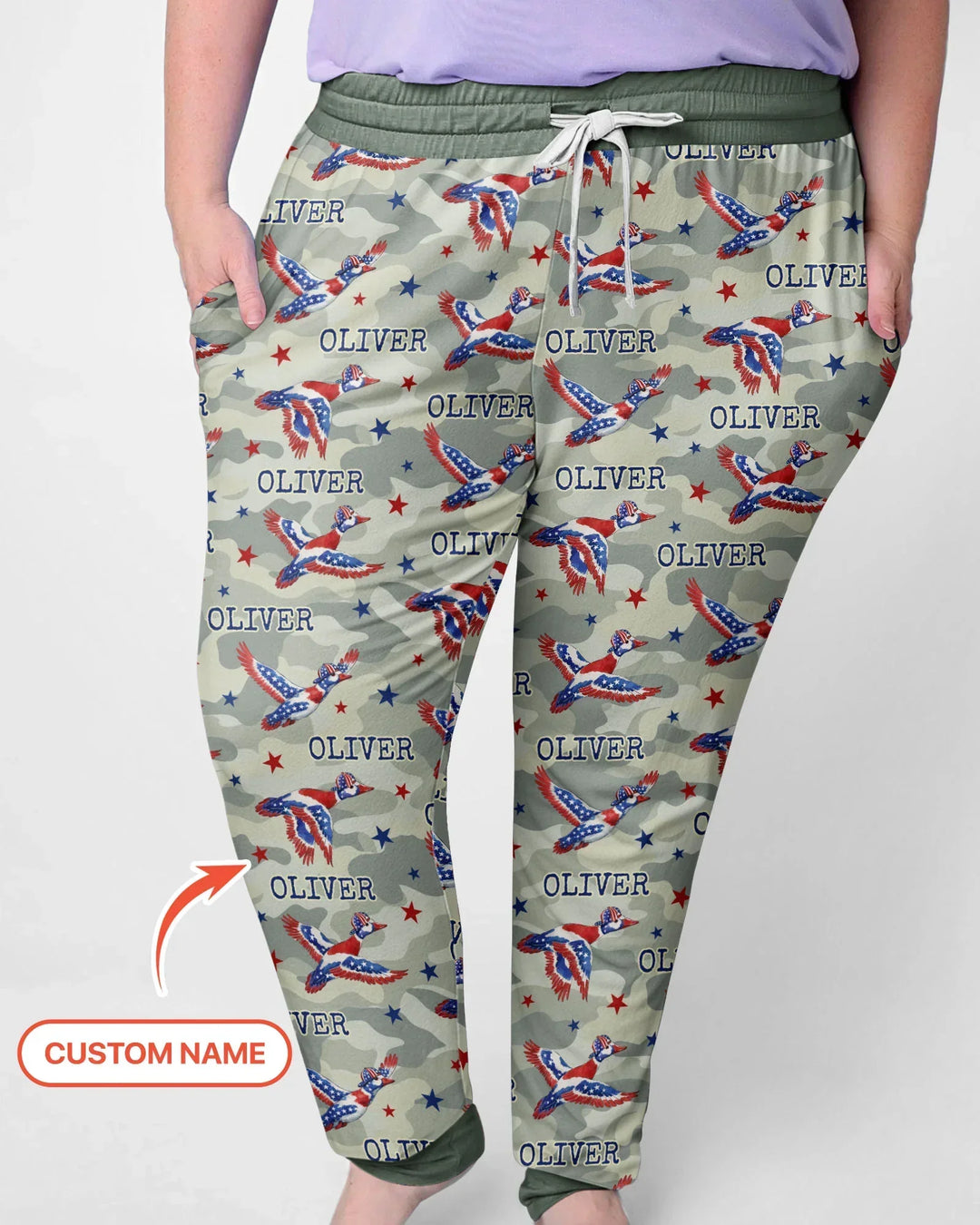 Custom Name America Mallard Duck Family Matching Bamboo Women Pajama Set
