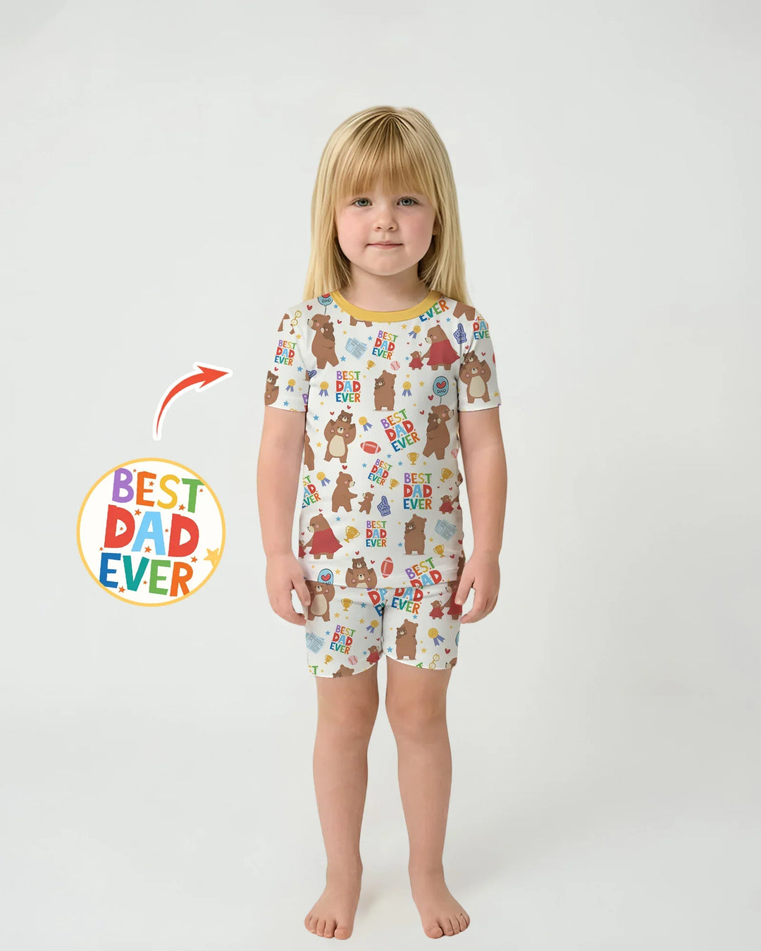 Best Daddy Bear Ever Family Matching Bamboo Two Piece Short Sleeve Shorts Pajama Set