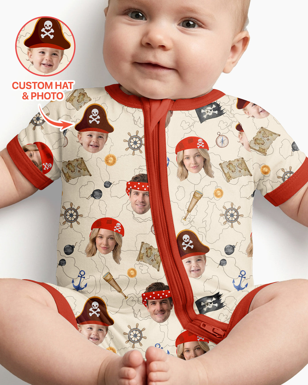 Custom Photo Treasure Map Adventures Family Matching Bamboo Shorty Zippy