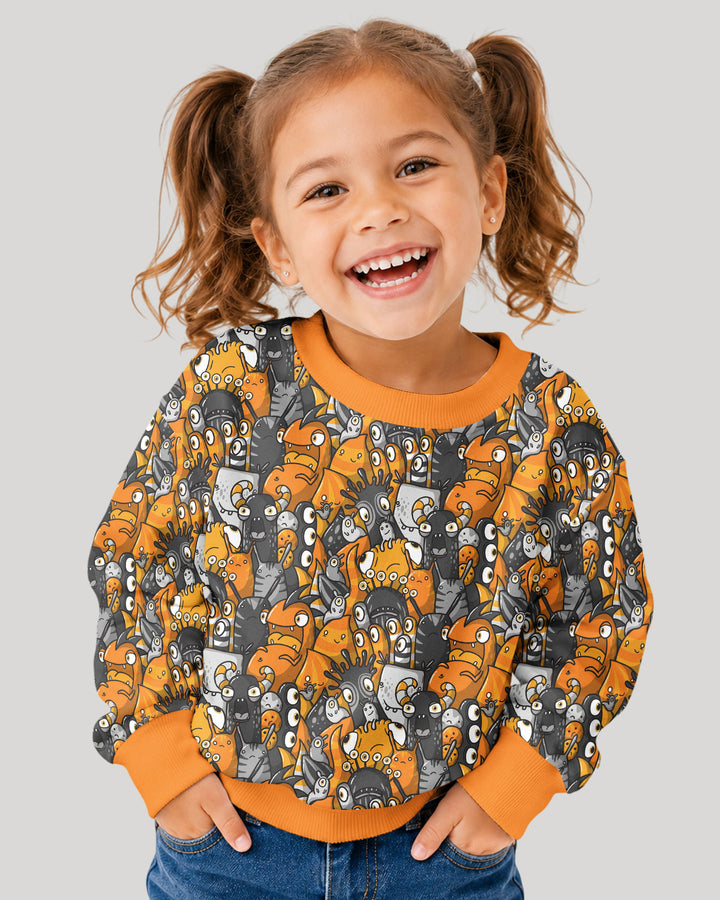 Colorful Doodle Monster Friends Bamboo Crewneck Sweatshirt
