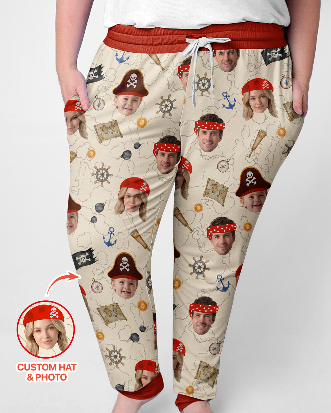 Custom Photo Treasure Map Adventures Family Matching Bamboo Women Pajama Set