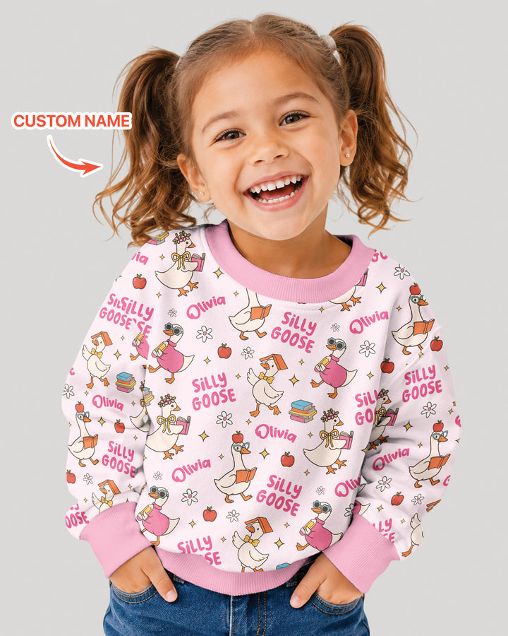 Custom Name Silly Goose Back to School Bamboo Crewneck Sweatshirt