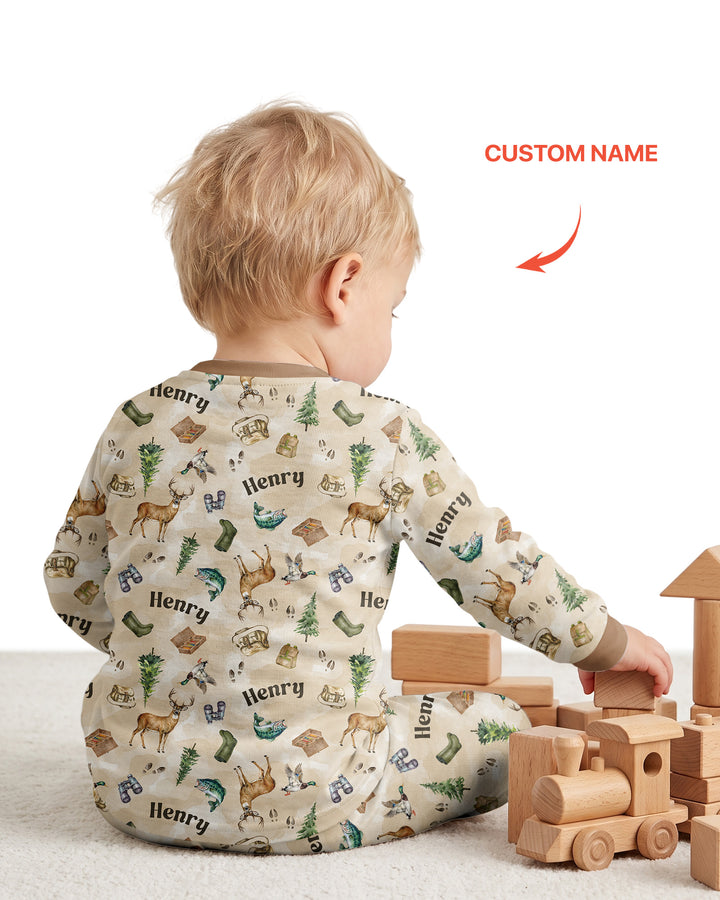 Personalized Funny Hunting Bamboo Two Piece Short Sleeve Pajama Set
