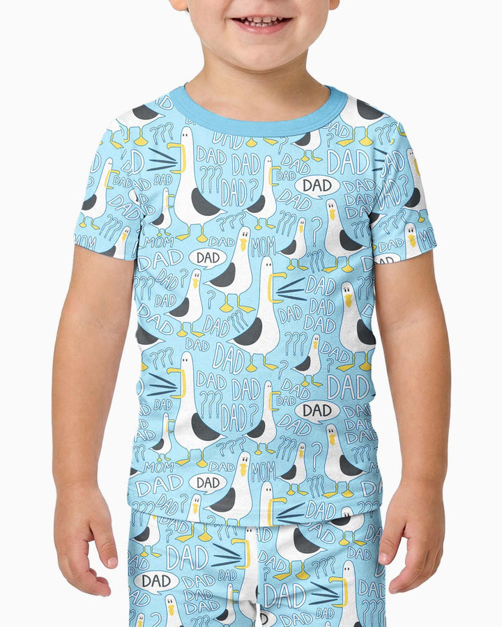 Funny Seagull DAD Bamboo Two Piece Short Sleeve Pajama Set